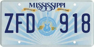 MS license plate ZFD918