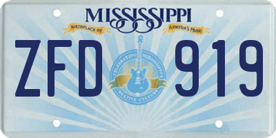 MS license plate ZFD919