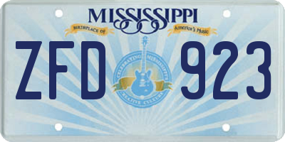 MS license plate ZFD923