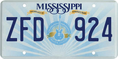MS license plate ZFD924