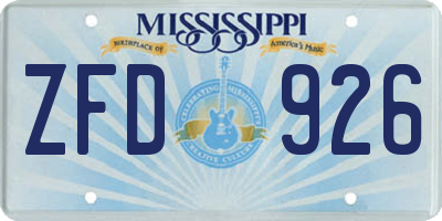 MS license plate ZFD926