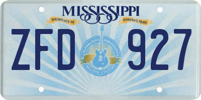 MS license plate ZFD927
