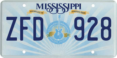 MS license plate ZFD928