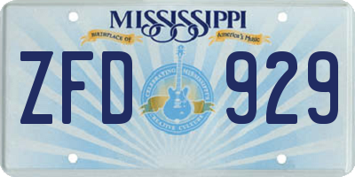 MS license plate ZFD929