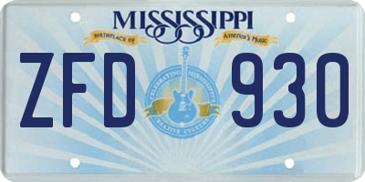 MS license plate ZFD930