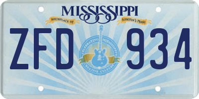 MS license plate ZFD934