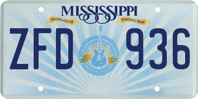 MS license plate ZFD936