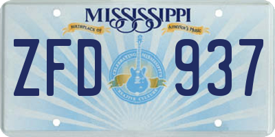 MS license plate ZFD937