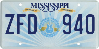 MS license plate ZFD940