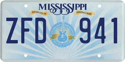 MS license plate ZFD941