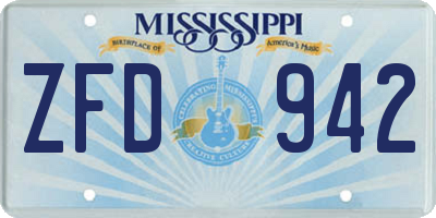 MS license plate ZFD942