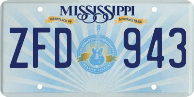 MS license plate ZFD943