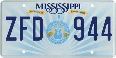 MS license plate ZFD944
