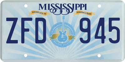 MS license plate ZFD945