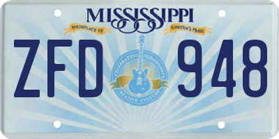 MS license plate ZFD948