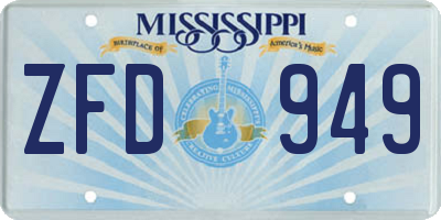 MS license plate ZFD949