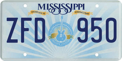 MS license plate ZFD950