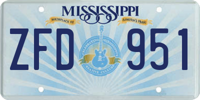 MS license plate ZFD951