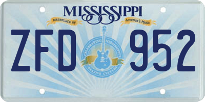 MS license plate ZFD952