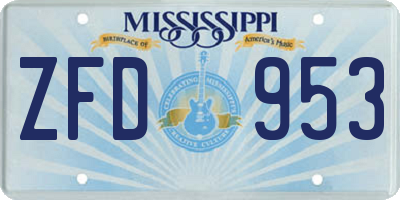 MS license plate ZFD953