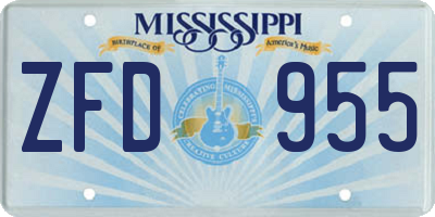 MS license plate ZFD955