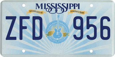 MS license plate ZFD956