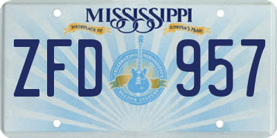 MS license plate ZFD957