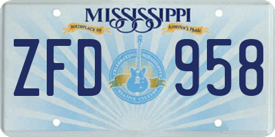 MS license plate ZFD958