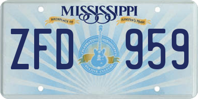MS license plate ZFD959