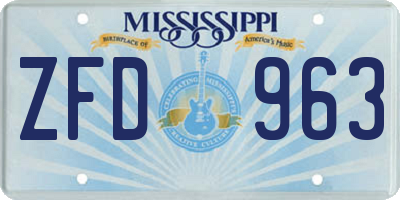 MS license plate ZFD963
