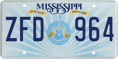 MS license plate ZFD964
