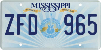 MS license plate ZFD965