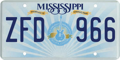 MS license plate ZFD966