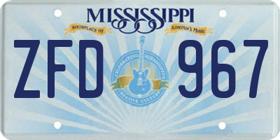 MS license plate ZFD967