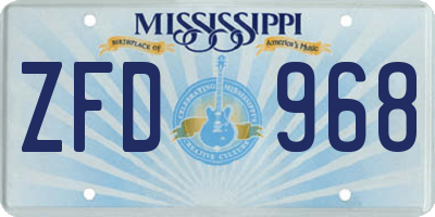 MS license plate ZFD968