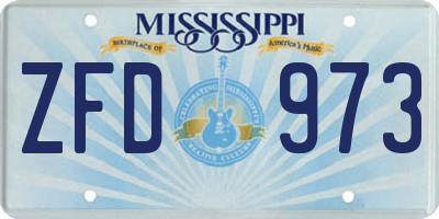 MS license plate ZFD973