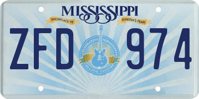 MS license plate ZFD974