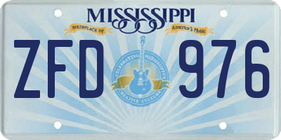 MS license plate ZFD976