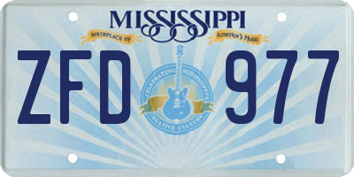 MS license plate ZFD977