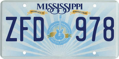 MS license plate ZFD978