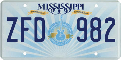 MS license plate ZFD982