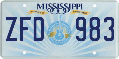 MS license plate ZFD983