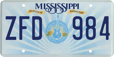 MS license plate ZFD984