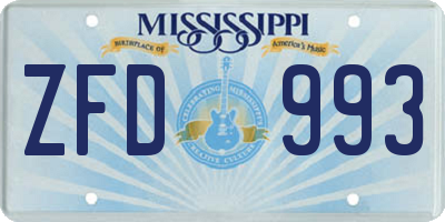 MS license plate ZFD993