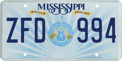 MS license plate ZFD994