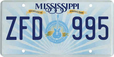 MS license plate ZFD995