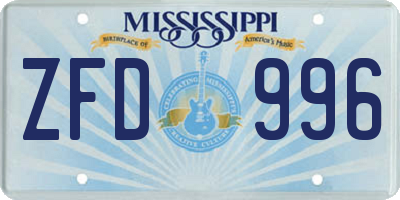 MS license plate ZFD996