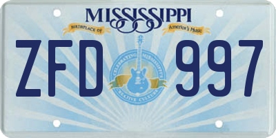MS license plate ZFD997
