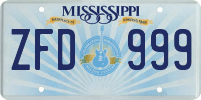 MS license plate ZFD999