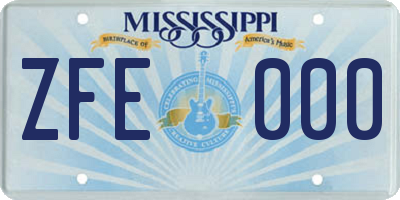 MS license plate ZFE000